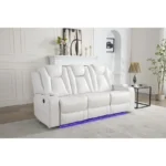 Power Reclining Sofa Set 3-2-1 with DDT, LED Strip, Reading Light, USB Charging Port, Cup Holders, Storage, White Color