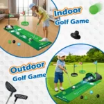 Kids Toy Golf Club Set with  LED Automatic Ball Returner, Golf Putting Mat Toddler Mini Golf Game Sports Gift for 3+  Boys Girls