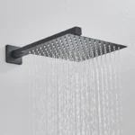 Black Concealed Shower System Rain Waterfall Bathroom Embedded Shower Faucet Set with Tub Spout