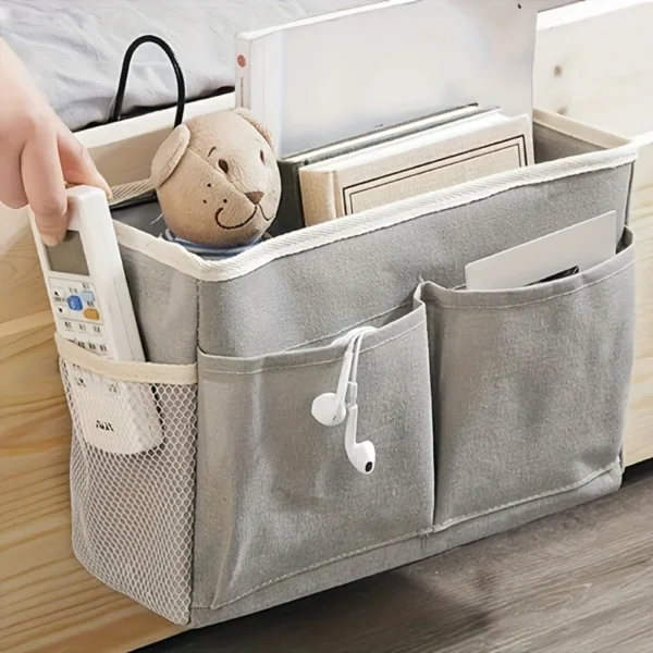 Bedhead Storage Rack, Durable Bed Bottom and Wall Mounted Space Saving Bedside Basket, Minimalist Design
