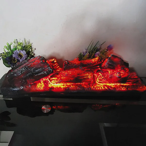 Electric Fireplace Simulated Charcoal Fake Firewood Decorative Flame Lamp Bonfire Shooting Props Museum Exhibition Hall(US Plug)