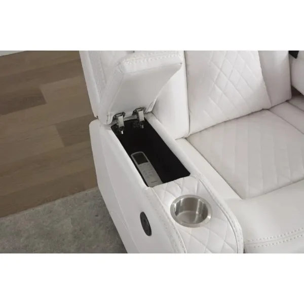 Power Reclining Sofa Set 3-2-1 with DDT, LED Strip, Reading Light, USB Charging Port, Cup Holders, Storage, White Color