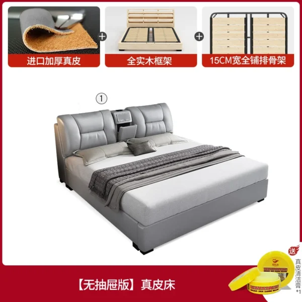 King Upholstered Beds Minimalist Frames Children Bedroom Beds Multifunctional Headboard Meubles De Chambre Home Furniture