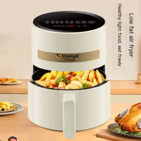 Air Fryer 6 Quart Capacity with Window Square Air Fryer 12-in-1 Air Fry, Roast, Reheat, Dehydrate, Bake, Steam with 400F, Beige
