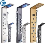Black Bathroom Shower Panel Column Golden Rain Waterfall Shower Faucet Bidet Sprayer Tap SPA Massage Jet LED Bath Shower Set