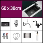 Black 304 Stainless Steel Kitchen Sink Single Bowl Undermount/Drop-In Washing Basin For Kitchen with Drainage Faucet Accessories