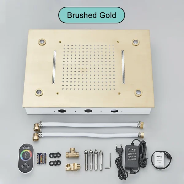 Black Ceiling Intelligent Remote Control LED Rainfall Waterfall Single Shower Head Concealed Shower Tap
