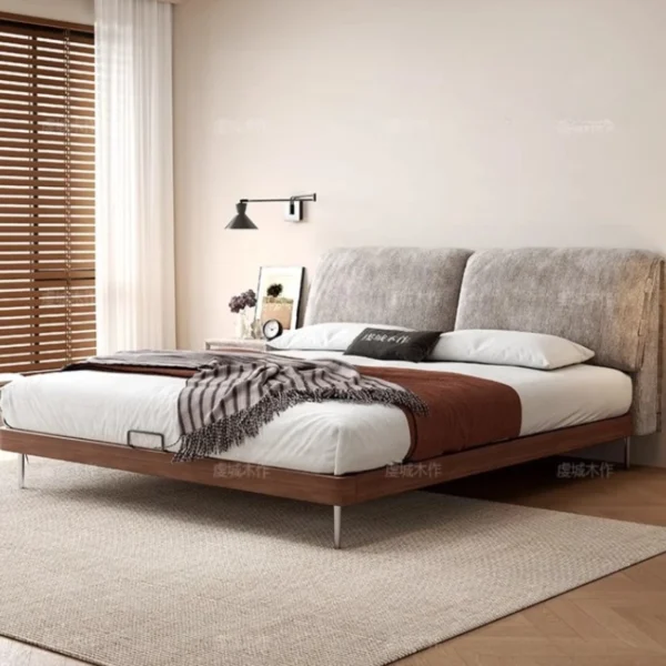 Wooden Upholstered Bed Frames Platform Full Size Modern Bed Headboard Sleeping Cama De Lujo Para Dormitorio Bedroom Furnitures
