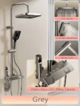 Black Shower System Set Bathroom Brass Showers Faucet Sets Digital 4 Way LED Rain Bathtub Hot Cold Piano Key Rainfall Shower Set