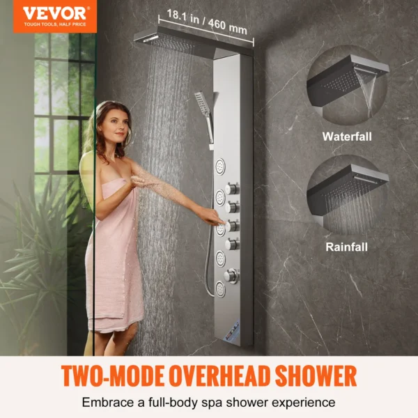 VEVOR Shower Panel System 4 Shower Modes Shower Panel Tower Rainfall Waterfall