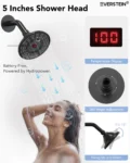 EVERSTEIN LED Light Shower Head System Shower Faucet Set with Brass Balanced Valve Wall Mount Tub Faucet