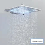 Black Ceiling Intelligent Remote Control LED Rainfall Waterfall Single Shower Head Concealed Shower Tap