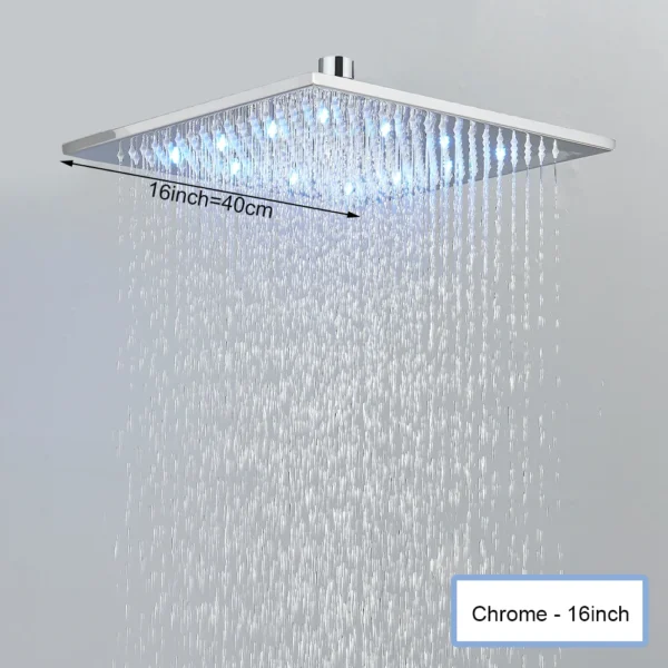 Black Ceiling Intelligent Remote Control LED Rainfall Waterfall Single Shower Head Concealed Shower Tap