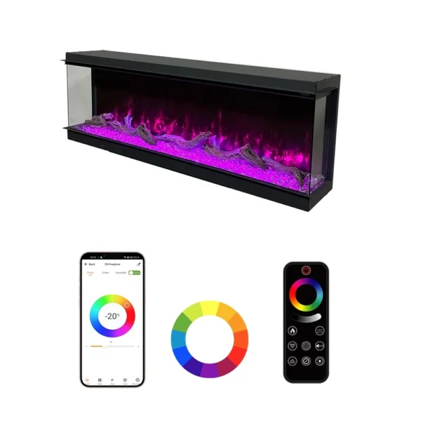 Modern High-end Clean Face Electric，Safe Electric Fireplace Heater，Remote Controlled，Recessed Fire equipment