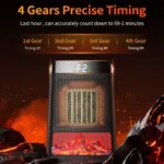 3D Flame Electric Fireplace Heater PTC Ceramic Energy Saving Fast Heating Timer Silent for Home Office Decorative Design