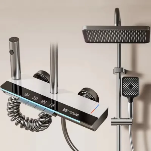 Hot Cold Piano Digital Bathroom Shower Set Rainfall Shower Head Brass Bathroom Faucet Accessories Digital Bathroom Shower System