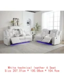 Power Reclining Sofa Set 3-2-1 with DDT, LED Strip, Reading Light, USB Charging Port, Cup Holders, Storage, White Color