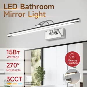 Modern Mirror Wall Lamp Tri-color Dimmable Bathroom Lighting Home Decoration LED Mirror Lights for Bedroom Kitchen Dressing Room