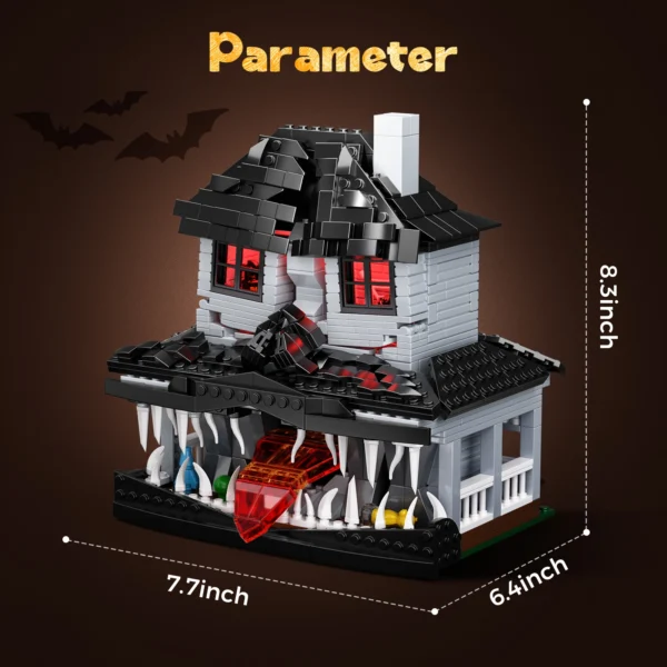 Monster Haunted House Building Blocks Set with Lights Horror Architecture Halloween Decoration Bricks Toys for Kids Adults Gifts