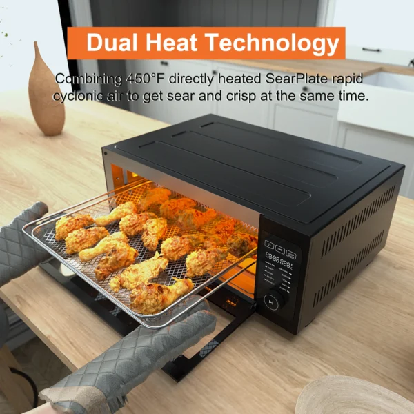 1800W Air Fryer Toaster Oven, Fabuletta 10-in-1 Countertop Convection Air Fryer Oven,Flip Up & Away Capability for Storage Space