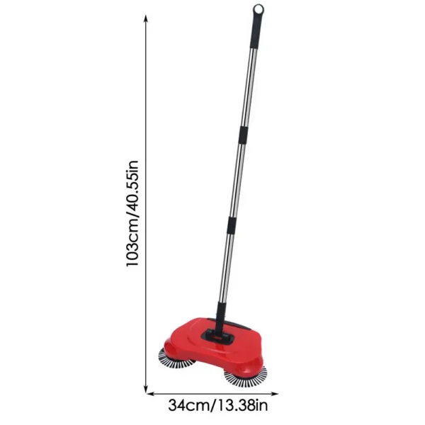 Hand Sweeping Machine Non Electric Vacuum Broom Floor Cleaning Tool Adjustable Handle Sweeper for Cleaning Pet Hair Loose Debris