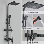 4-Function Button Digital Display Shower Faucet Set Chrome Rain Shower Column Constant Temperature Shower Wall Mounted