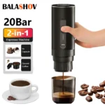 Wireless Electric Espresso Coffee Machine for Car & Home Camping Portable Coffee Maker 2-in-1 Capsule Powder Travel Coffee Maker