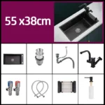 Black 304 Stainless Steel Kitchen Sink Single Bowl Undermount/Drop-In Washing Basin For Kitchen with Drainage Faucet Accessories