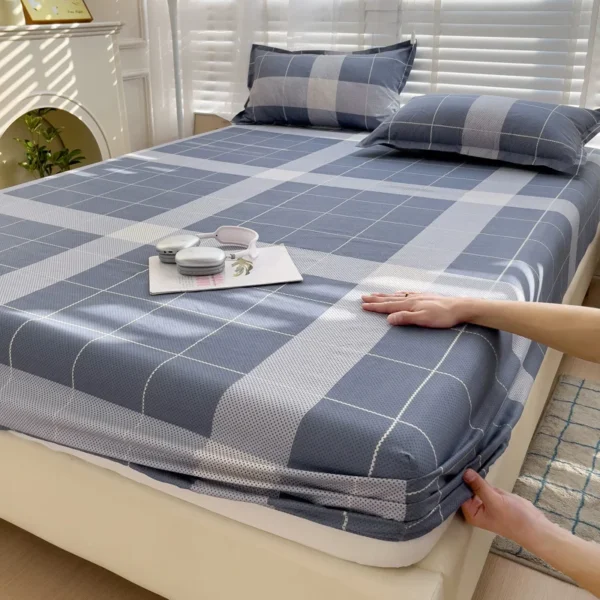 Bed Sheets Plaid Fitted Sheet Non Slip 침대패드 Skin-Friendly With Elastic Band Mattress Cover (no Pillowcase) Double Bed Sheets