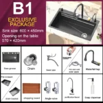 Waterfall Sink Kitchen Stainless Steel Topmount Sink Embossed Large Single Slot Wash Basin With Multifunction Tank Low Price