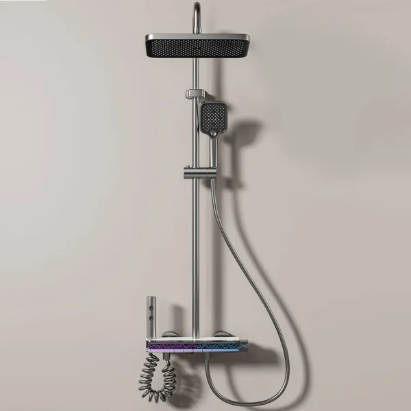 12 Inch Shower Set Digital Display LED Wall Mounted Hot & Cold Faucet Mixer Rain Shower Bathroom Smart Shower Set