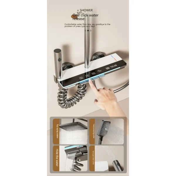 Smart Digital Display Bathroom Shower Set Piano Key Rainlfall Bath Showers System Set Apartment Bathtub Shower Faucet Full Set