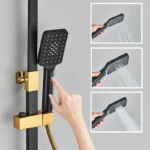 4-Function Button Digital Display Shower Faucet Set Chrome Rain Shower Column Constant Temperature Shower Wall Mounted