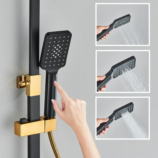 4-Function Button Digital Display Shower Faucet Set Chrome Rain Shower Column Constant Temperature Shower Wall Mounted
