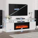 70'' Fireplace TV Stand Entertainment Center with 36'' Electric Fireplace Heater featuring LED Light and 12 Flame Colors DualTi