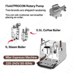 CAFOVO E102 Commercial Semi-Automatic Espresso Machine with PID Preinfusion Electronic Screen Control Storage Type Double Boiler