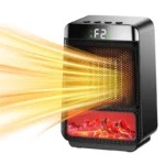 3D Flame Electric Fireplace Heater PTC Ceramic Energy Saving Fast Heating Timer Silent for Home Office Decorative Design