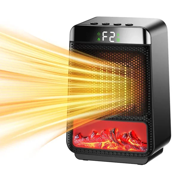 3D Flame Electric Fireplace Heater PTC Ceramic Energy Saving Fast Heating Timer Silent for Home Office Decorative Design