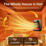3D Flame Electric Fireplace Heater PTC Ceramic Energy Saving Fast Heating Timer Silent for Home Office Decorative Design