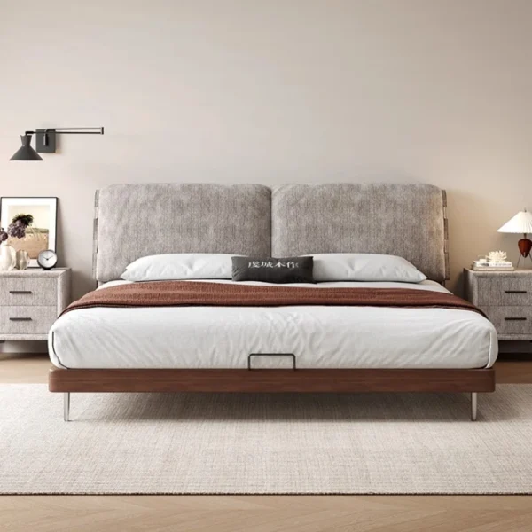 Wooden Upholstered Bed Frames Platform Full Size Modern Bed Headboard Sleeping Cama De Lujo Para Dormitorio Bedroom Furnitures