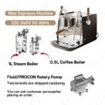 CAFOVO E102 Commercial Semi-Automatic Espresso Machine with PID Preinfusion Electronic Screen Control Storage Type Double Boiler