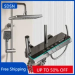 Hot Cold Piano Digital Bathroom Shower Set Rainfall Shower Head Brass Bathroom Faucet Accessories Digital Bathroom Shower System