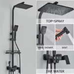 4-Function Button Digital Display Shower Faucet Set Chrome Rain Shower Column Constant Temperature Shower Wall Mounted
