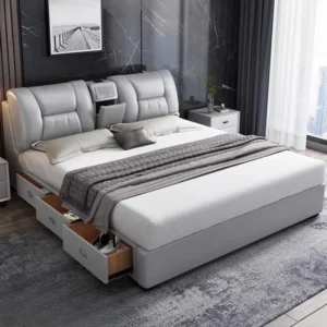 King Upholstered Beds Minimalist Frames Children Bedroom Beds Multifunctional Headboard Meubles De Chambre Home Furniture