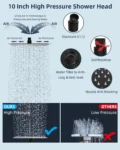 All Metal Shower Head, 10'' High Pressure Rainfall Shower Head, Showerhead Combo/Handheld Shower Wand,71'' Hose,