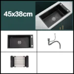 Black 304 Stainless Steel Kitchen Sink Single Bowl Undermount/Drop-In Washing Basin For Kitchen with Drainage Faucet Accessories