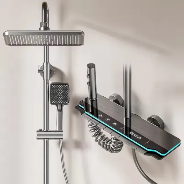 Hot Cold Piano Digital Bathroom Shower Set Rainfall Shower Head Brass Bathroom Faucet Accessories Digital Bathroom Shower System