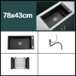 Black 304 Stainless Steel Kitchen Sink Single Bowl Undermount/Drop-In Washing Basin For Kitchen with Drainage Faucet Accessories