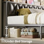 ANCTOR Bed Frames, Twin Queen CaliforniaKing Size Storage Headboard Outlets Easy Install Sturdy Stable, No Noise No Box Springs