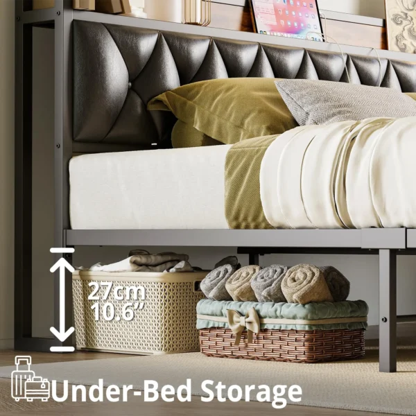 ANCTOR Bed Frames, Twin Queen CaliforniaKing Size Storage Headboard Outlets Easy Install Sturdy Stable, No Noise No Box Springs